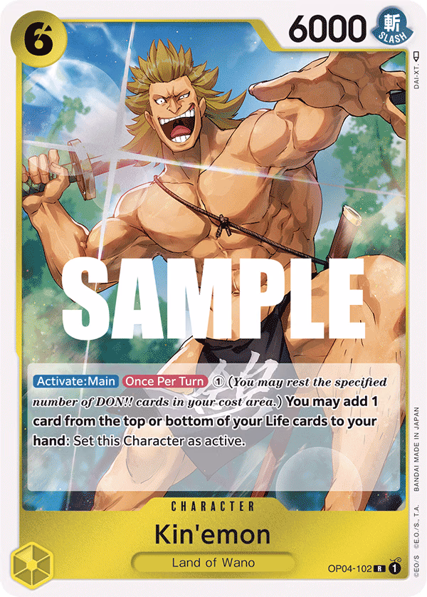 Kin'emon One Piece card (OP04-102, Kingdoms of Intrigue)
