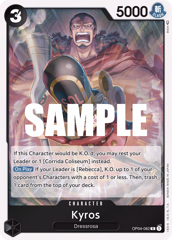 Kyros One Piece card (OP04-082, Kingdoms of Intrigue)