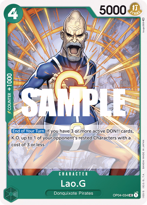 Lao.G One Piece card (OP04-034, Kingdoms of Intrigue)