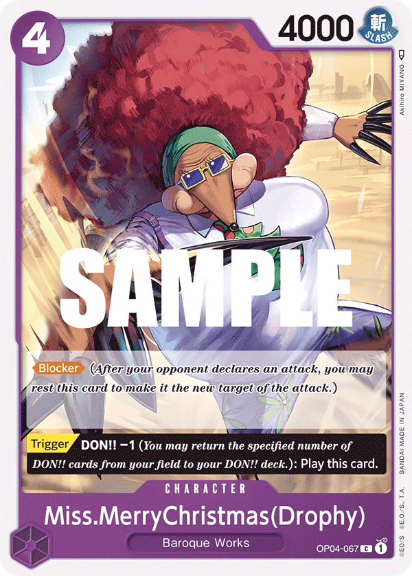 Miss.MerryChristmas(Drophy) One Piece card (OP04-067, Kingdoms of Intrigue)
