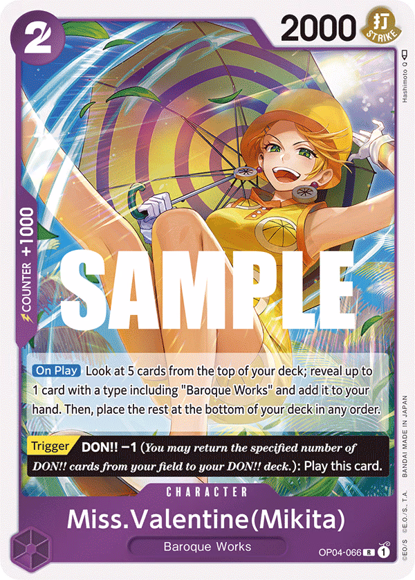 Miss.Valentine(Mikita) One Piece card (OP04-066, Kingdoms of Intrigue)