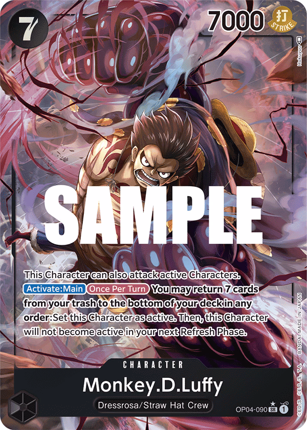 Monkey.D.Luffy (Alternate Art) One Piece card (OP04-090, Kingdoms of Intrigue)