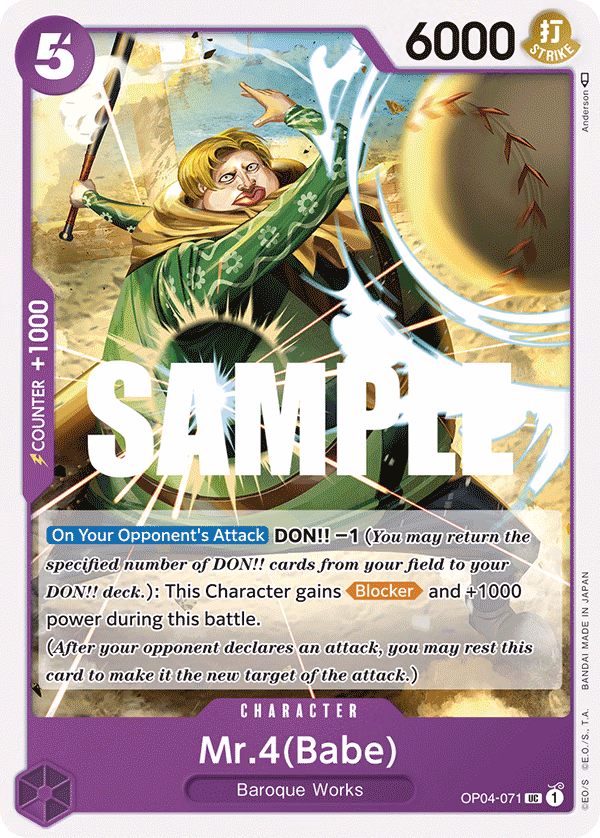 Mr.4(Babe) One Piece card (OP04-071, Kingdoms of Intrigue)