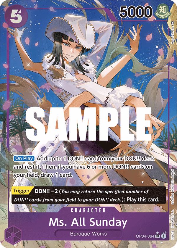 Ms. All Sunday (Alternate Art) One Piece card (OP04-064, Kingdoms of Intrigue)