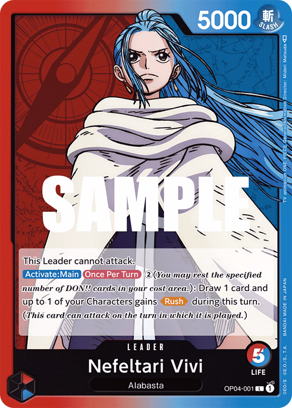 Nefeltari Vivi One Piece card (OP04-001, Kingdoms of Intrigue)