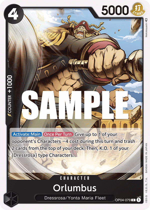 Orlumbus One Piece card (OP04-079, Kingdoms of Intrigue)