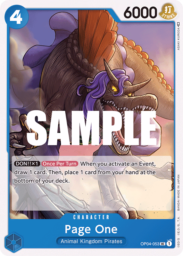 Page One One Piece card (OP04-053, Kingdoms of Intrigue)
