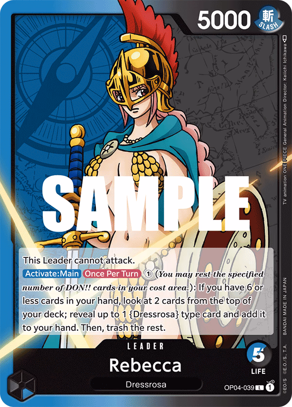 Rebecca One Piece card (OP04-039, Kingdoms of Intrigue)