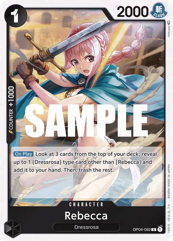 Rebecca One Piece card (OP04-092, Kingdoms of Intrigue)