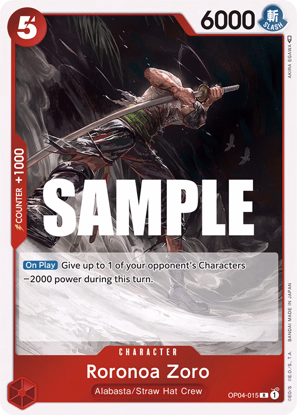 Roronoa Zoro One Piece card (OP04-015, Kingdoms of Intrigue)