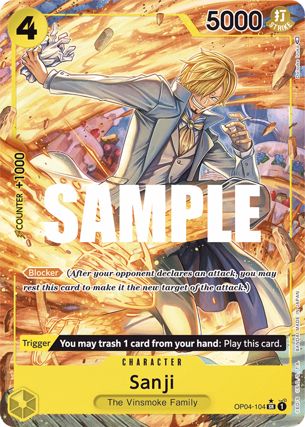 Sanji (Alternate Art) One Piece card (OP04-104, Kingdoms of Intrigue)