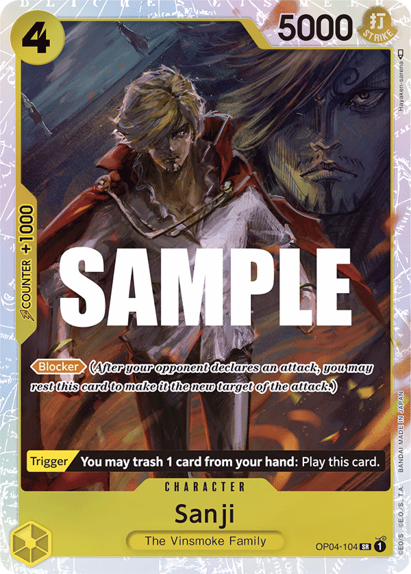 Sanji One Piece card (OP04-104, Kingdoms of Intrigue)