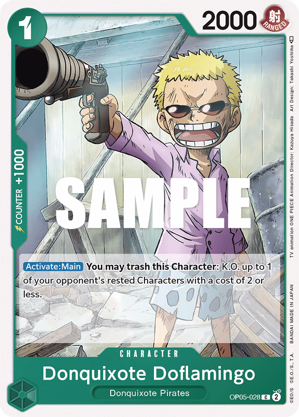Donquixote Doflamingo One Piece card (OP05-028, Awakening of the New Era)