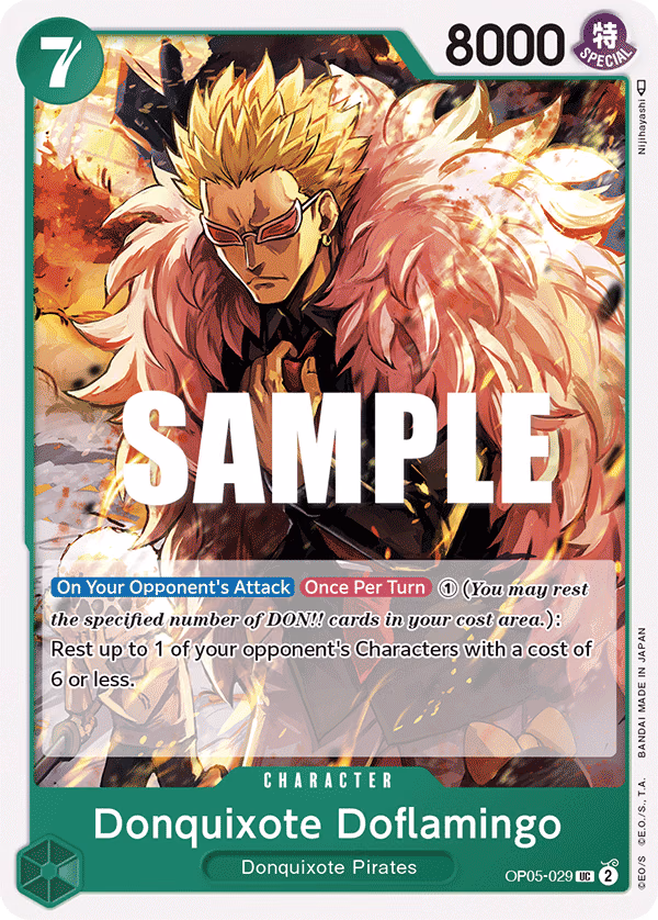 Donquixote Doflamingo One Piece card (OP05-029, Awakening of the New Era)