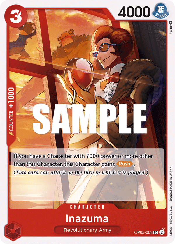 Inazuma One Piece card (OP05-003, Awakening of the New Era)