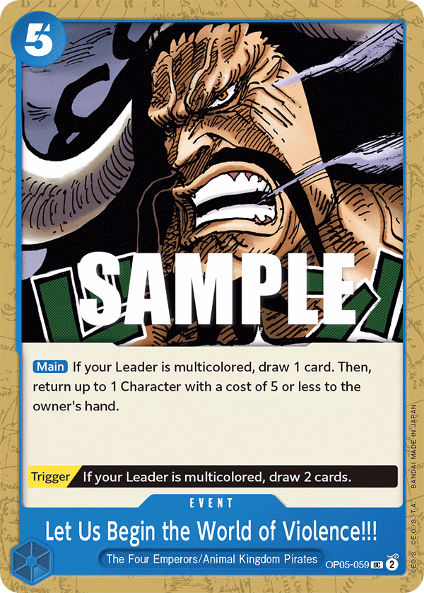 Let Us Begin the World of Violence!!! One Piece card (OP05-059, Awakening of the New Era)