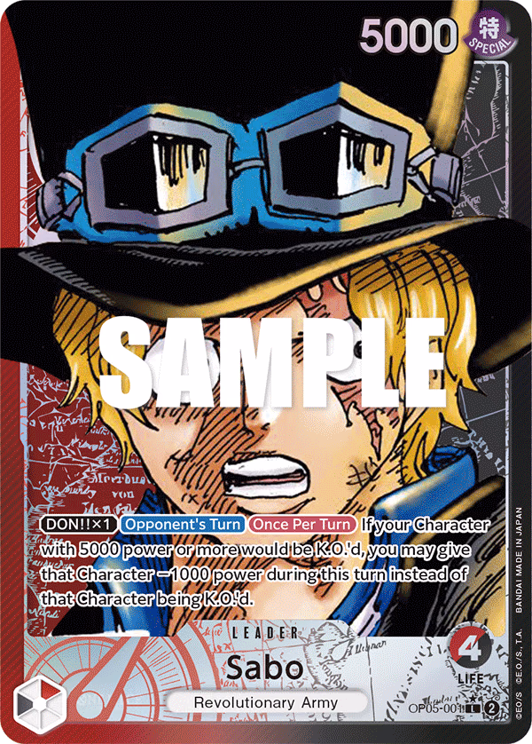 Sabo (Alternate Art) One Piece card (OP05-001, Awakening of the New Era)