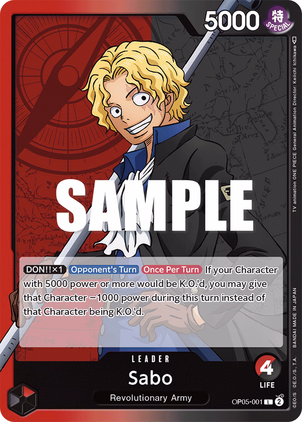 Sabo One Piece card (OP05-001, Awakening of the New Era)