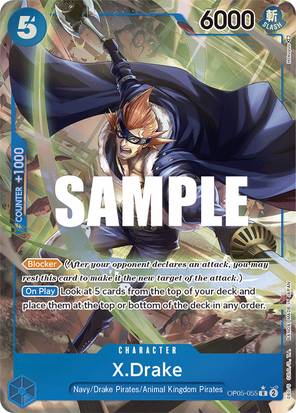 X.Drake (Alternate Art) One Piece card (OP05-055, Awakening of the New Era)