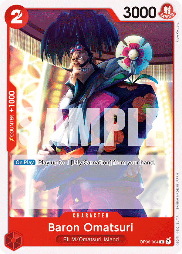 Baron Omatsuri One Piece card (OP06-004, Wings of the Captain)