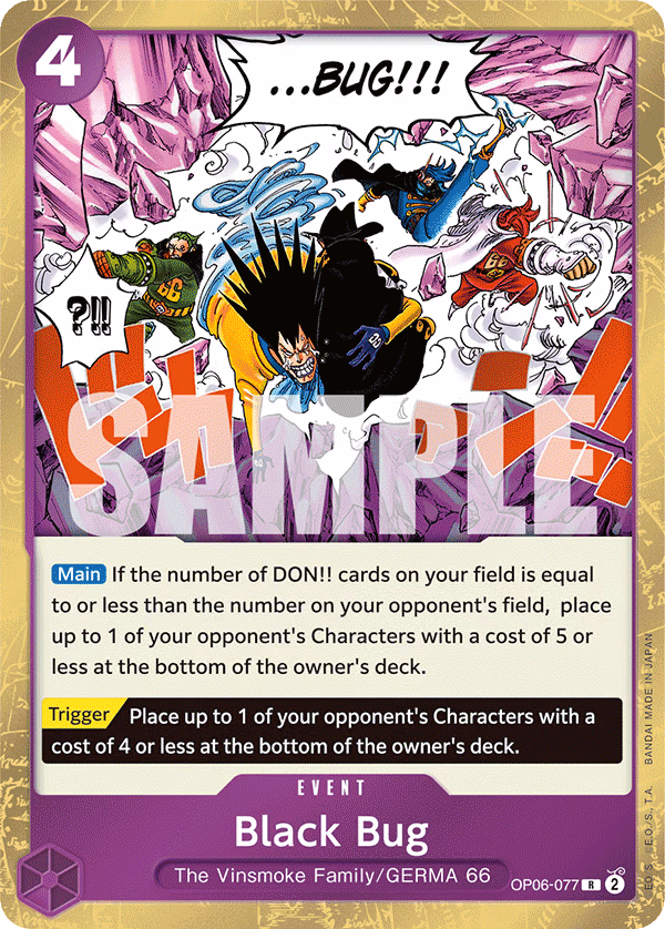 Black Bug One Piece card (OP06-077, Wings of the Captain)