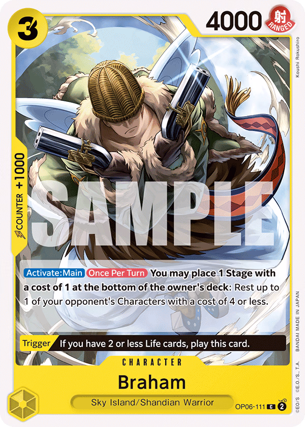 Braham One Piece card (OP06-111, Wings of the Captain)