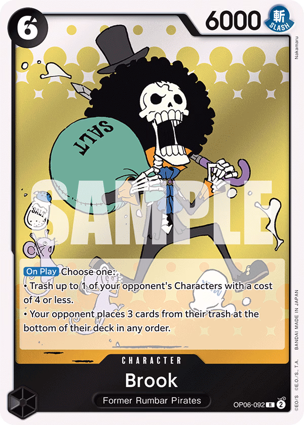 Brook One Piece card (OP06-092, Wings of the Captain)