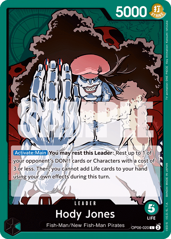 Hody Jones One Piece card (OP06-020, Wings of the Captain)