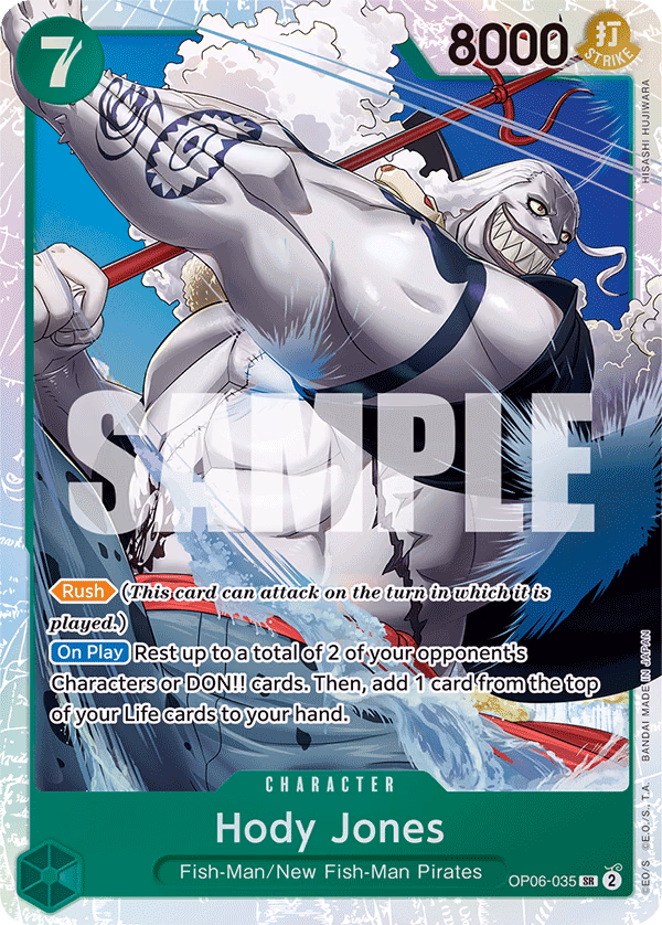 Hody Jones One Piece card (OP06-035, Wings of the Captain)
