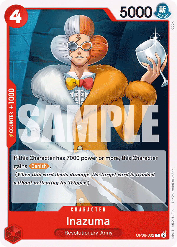 Inazuma One Piece card (OP06-002, Wings of the Captain)