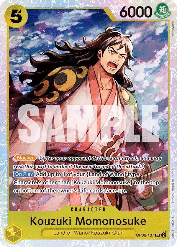 Kouzuki Momonosuke One Piece card (OP06-107, Wings of the Captain)