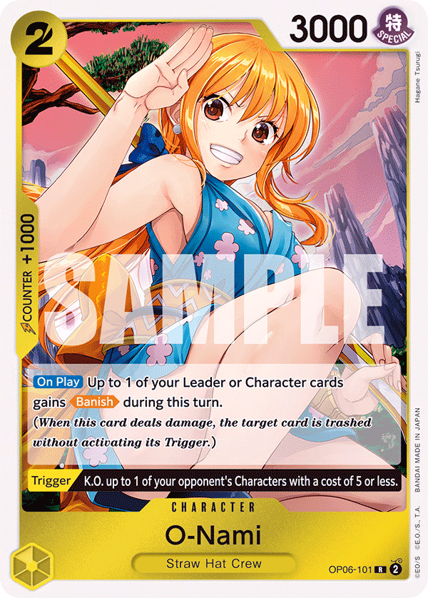 O-Nami One Piece card (OP06-101, Wings of the Captain)