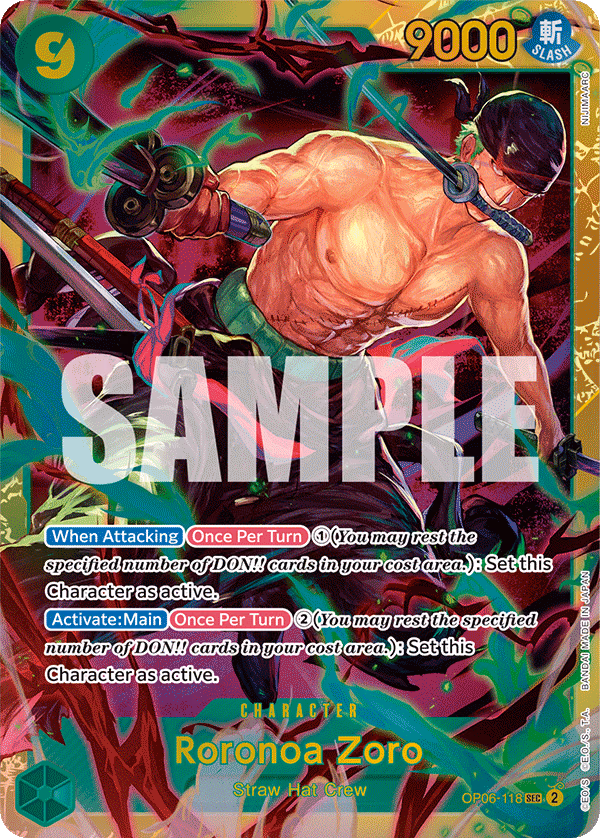 Roronoa Zoro One Piece card (OP06-118, Wings of the Captain)