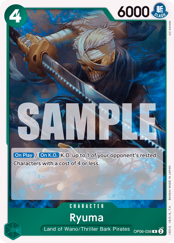 Ryuma One Piece card (OP06-036, Wings of the Captain)