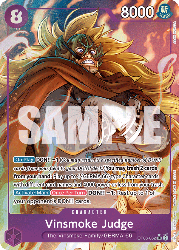 Vinsmoke Judge (Alternate Art) One Piece card (OP06-062, Wings of the Captain)