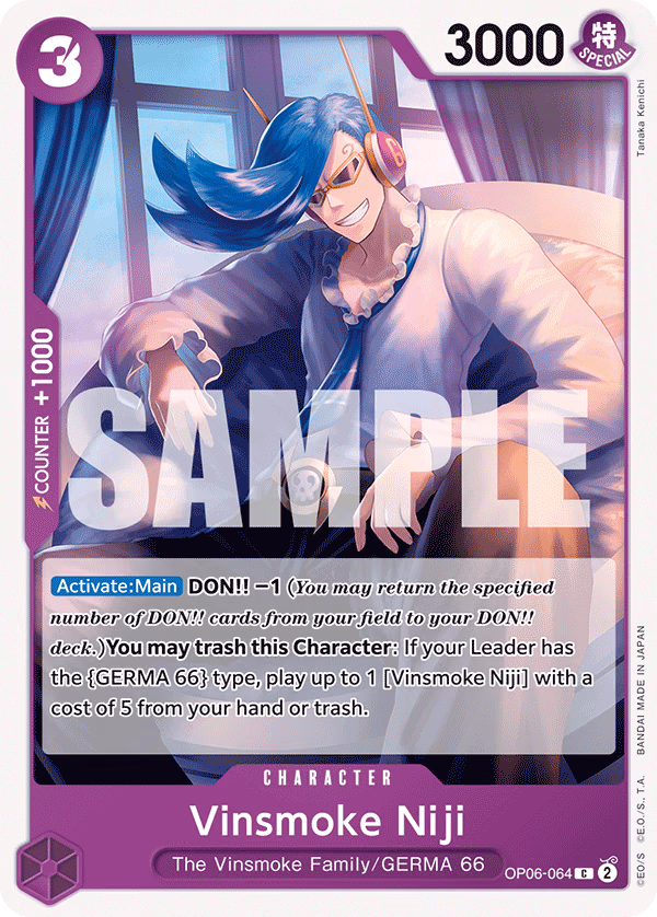 Vinsmoke Niji One Piece card (OP06-064, Wings of the Captain)