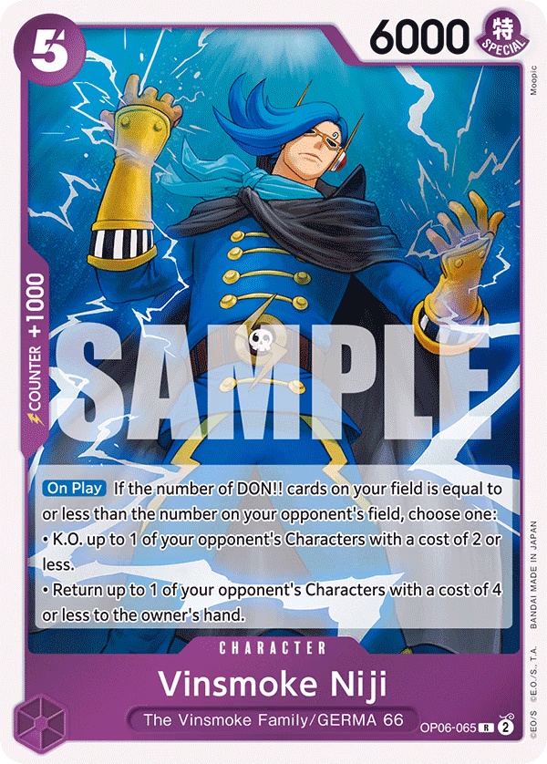 Vinsmoke Niji One Piece card (OP06-065, Wings of the Captain)