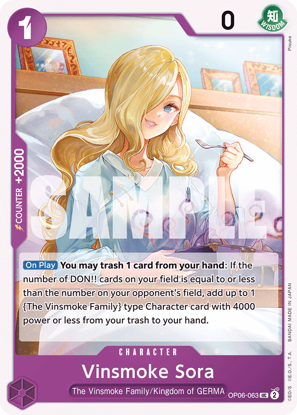 Vinsmoke Sora One Piece card (OP06-063, Wings of the Captain)