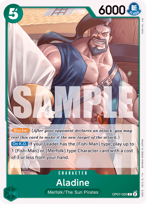 Aladine One Piece card (OP07-020, 500 Years in the Future)
