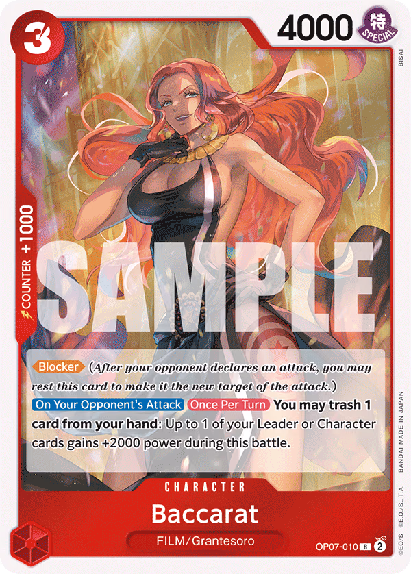 Baccarat One Piece card (OP07-010, 500 Years in the Future)