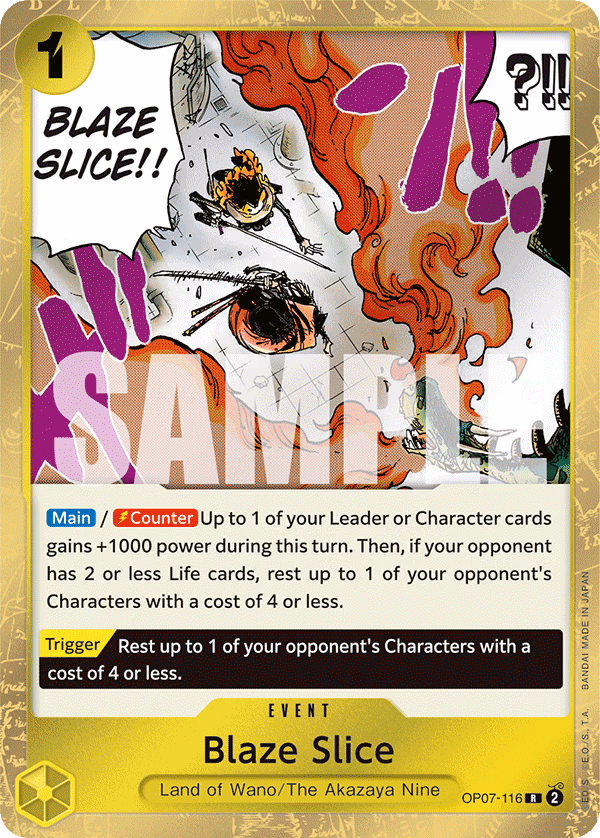 Blaze Slice One Piece card (OP07-116, 500 Years in the Future)