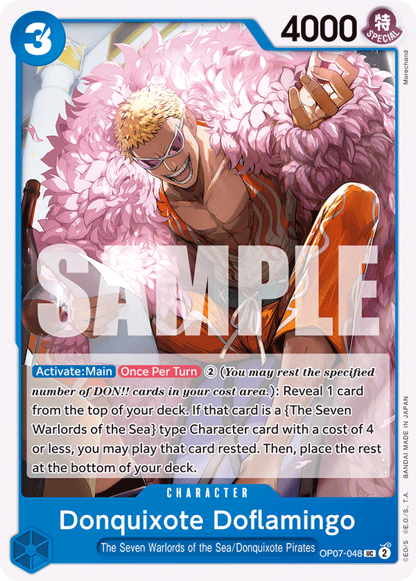Donquixote Doflamingo One Piece card (OP07-048, 500 Years in the Future)
