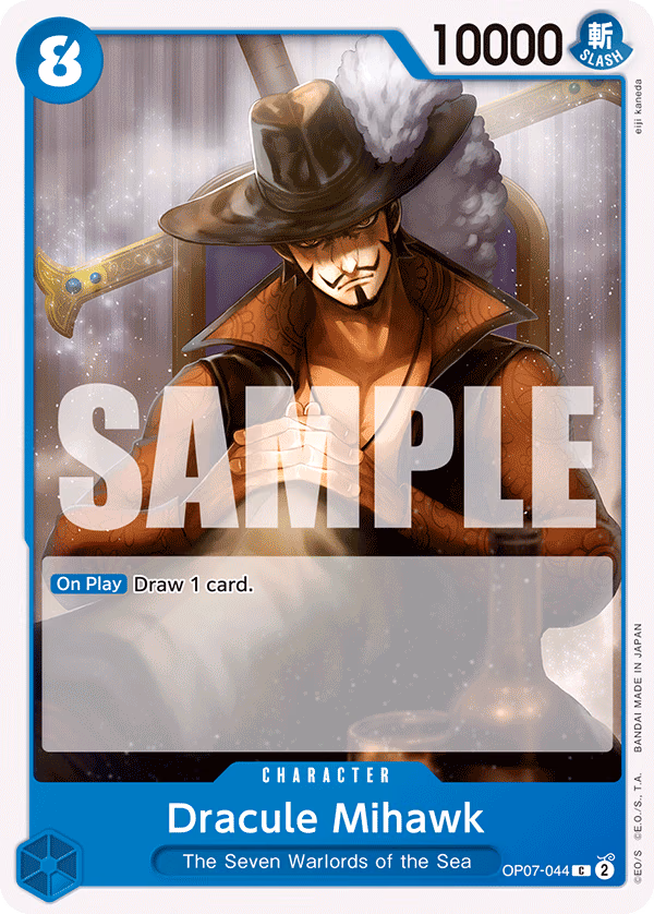 Dracule Mihawk One Piece card (OP07-044, 500 Years in the Future)