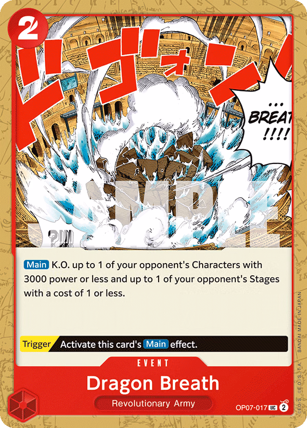 Dragon Breath One Piece card (OP07-017, 500 Years in the Future)
