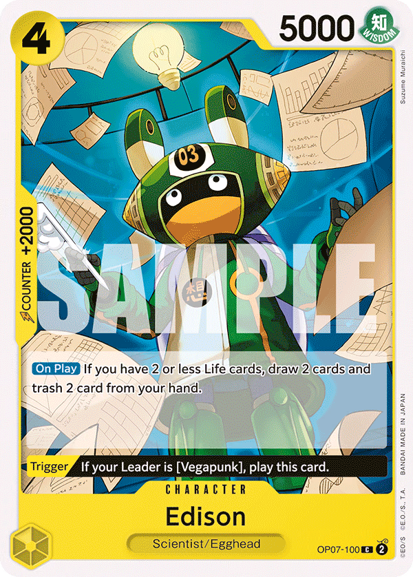 Edison One Piece card (OP07-100, 500 Years in the Future)