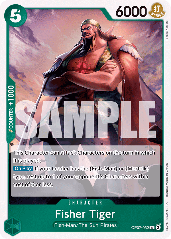 Fisher Tiger One Piece card (OP07-032, 500 Years in the Future)