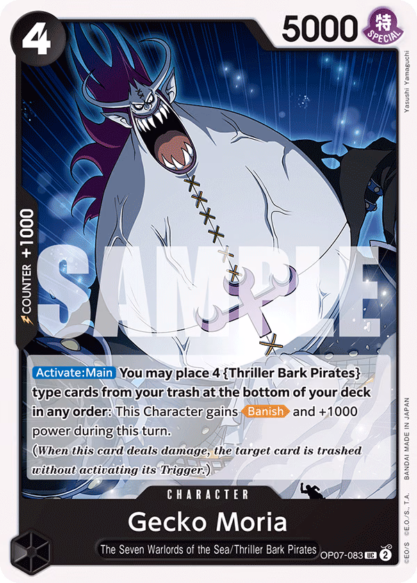 Gecko Moria One Piece card (OP07-083, 500 Years in the Future)