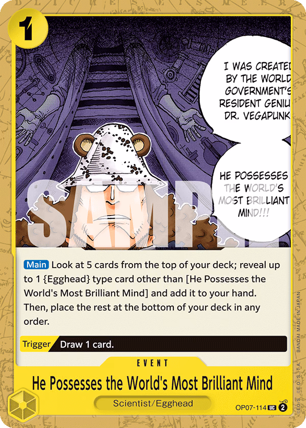 He Possesses the World's Most Brilliant Mind One Piece card (OP07-114, 500 Years in the Future)
