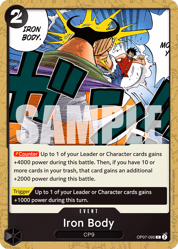 Iron Body One Piece card (OP07-095, 500 Years in the Future)