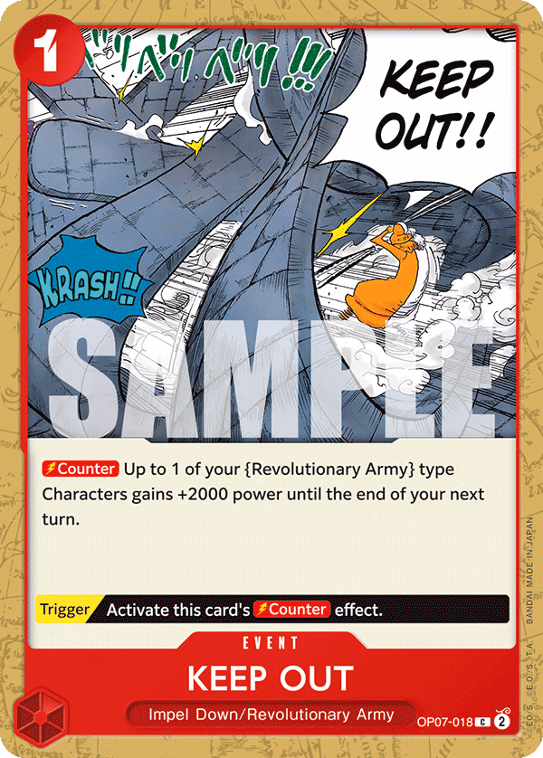KEEP OUT One Piece card (OP07-018, 500 Years in the Future)